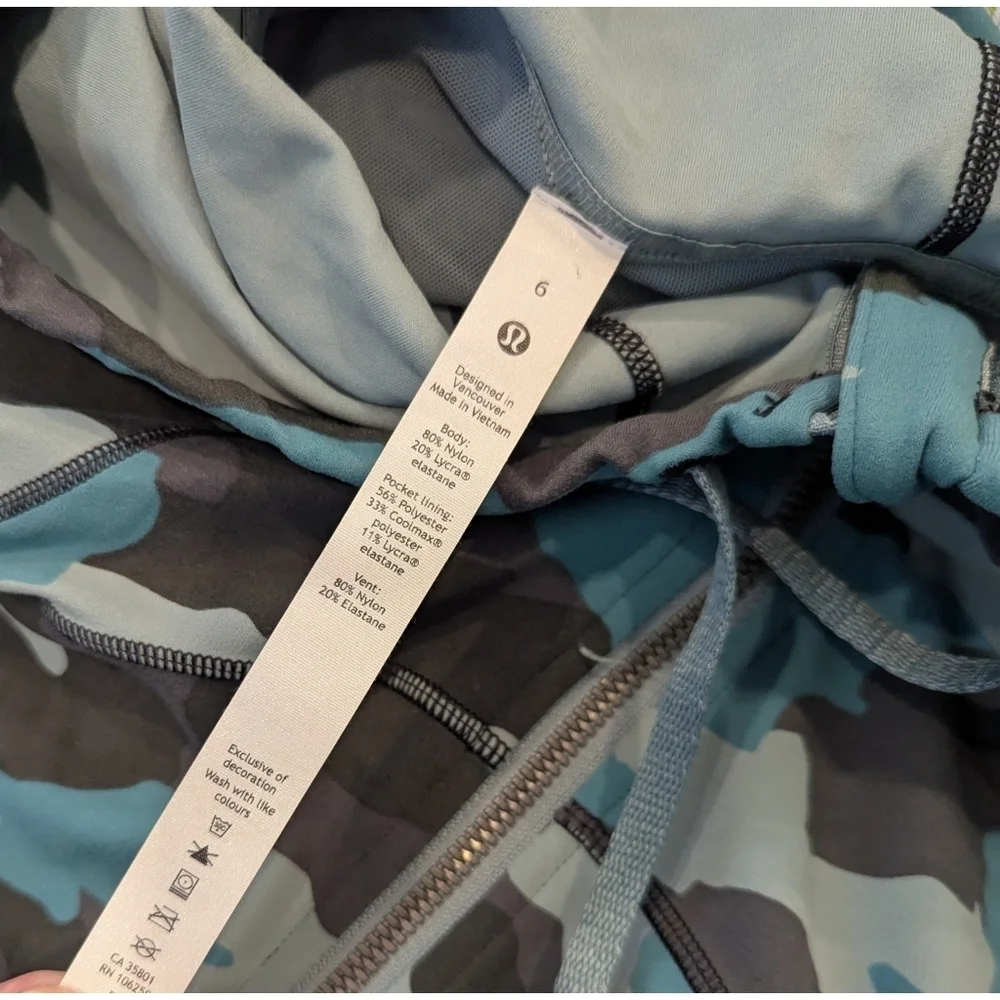Lululemon Hooded Define Jacket Nulu In Camo Tidewater Teal Multi Size 6